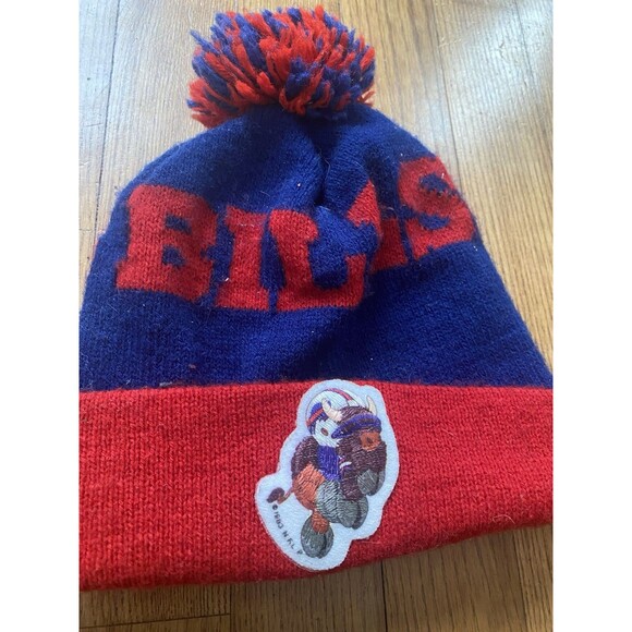 VTG 1983 Buffalo Bills Football Kids Knit Beanie Red 80s 90s NFL retro Patch Blu - Picture 2 of 5